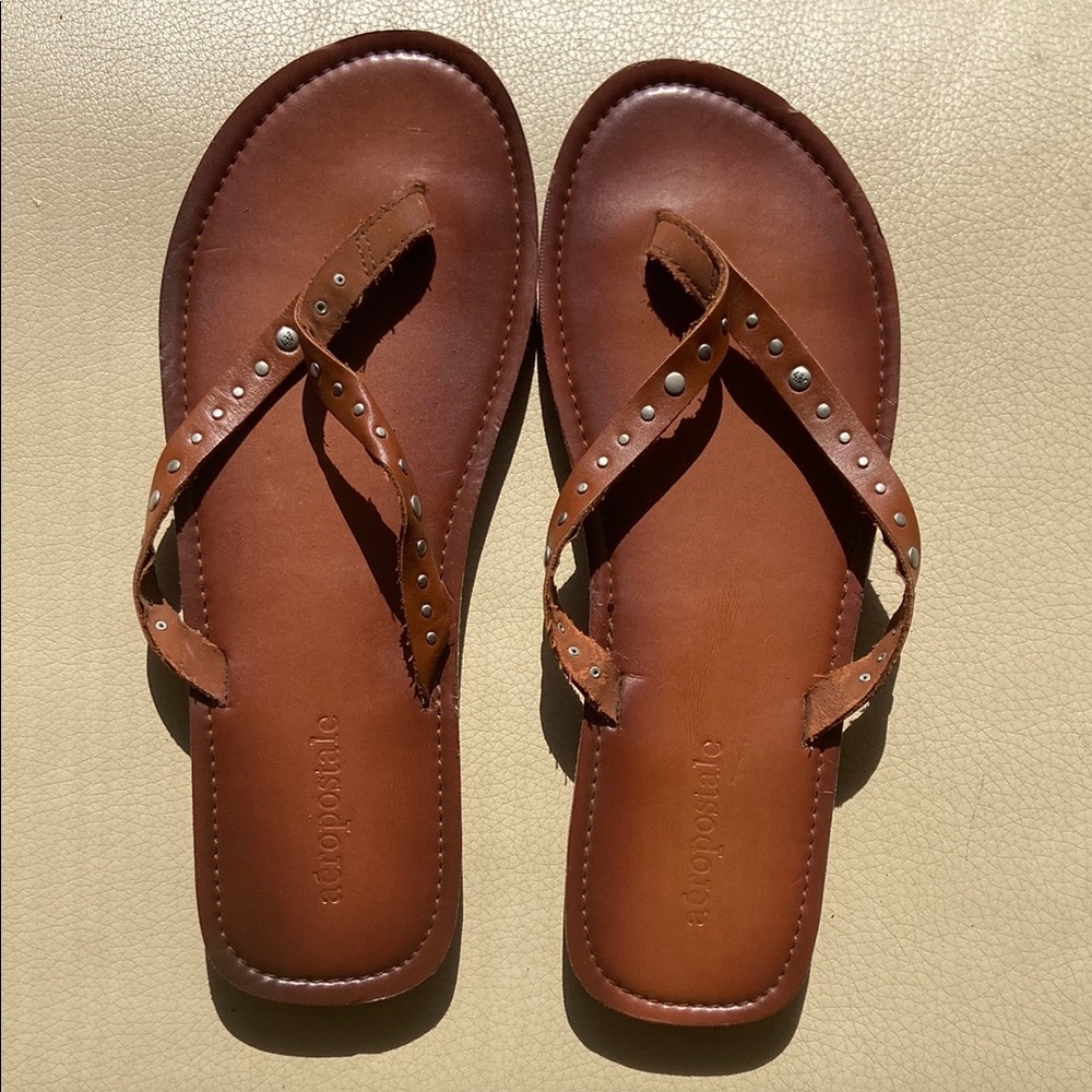 Aeropostale Tan Sandals with Silver Studs